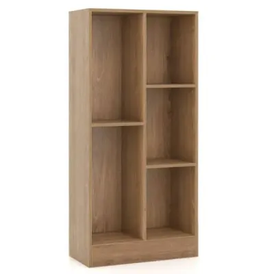 Regál na knihy s 5 priehradkami Stojaci regál Kocka Kancelársky regál Úložný regál 50 x 24 x 104 cm Prírodný