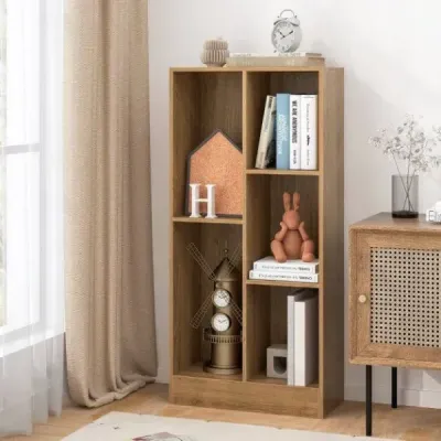 Regál na knihy s 5 priehradkami Stojaci regál Kocka Kancelársky regál Úložný regál 50 x 24 x 104 cm Prírodný