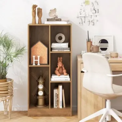 Regál na knihy s 5 priehradkami Stojaci regál Kocka Kancelársky regál Úložný regál 50 x 24 x 104 cm Prírodný