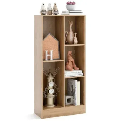 Regál na knihy s 5 priehradkami Stojaci regál Kocka Kancelársky regál Úložný regál 50 x 24 x 104 cm Prírodný