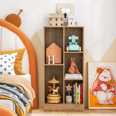 Regál na knihy s 5 priehradkami Stojaci regál Kocka Kancelársky regál Úložný regál 50 x 24 x 104 cm Prírodný