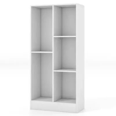 Regál s 5 priehradkami Stojaci regál Kocka Kancelársky regál Úložný regál do obývačky 50 x 24 x 104 cm Biely