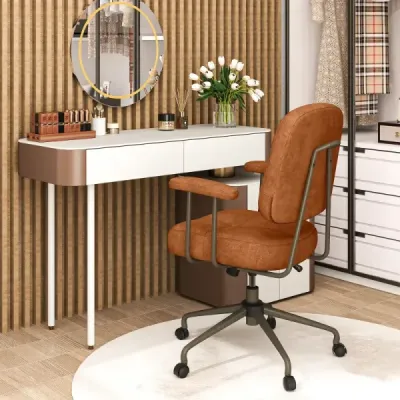 Kancelárske kreslo ergonomické otočné kreslo s podrúčkami a kolieskami počítačové kreslo čalúnené výškovo nastaviteľné