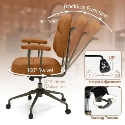 Kancelárske kreslo ergonomické otočné kreslo s podrúčkami a kolieskami počítačové kreslo čalúnené výškovo nastaviteľné