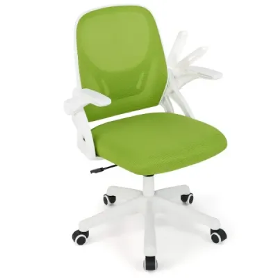 Ergonomická kancelárska stolička so sklápacími podrúčkami a hojdacou funkciou. Kancelárska stolička zelenej farby.