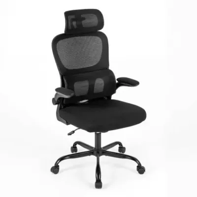 Ergonomická kancelárska stolička Stolička k písacímu stolu s bedrovou opierkou Nastaviteľná opierka hlavy Čierna