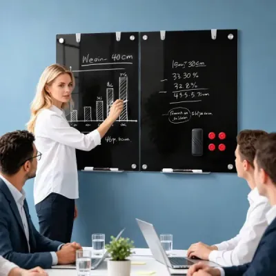 Sklenená magnetická tabuľa 60 x 90 cm, magnetická stena, na ktorú sa dá písať a z ktorej sa dá zotrieť, bezrámová, čierna