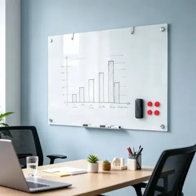 Sklenená magnetická tabuľa 60 x 90 cm, magnetická stena, na ktorú sa dá písať a z ktorej sa dá zotrieť, bezrámová biela tabuľa