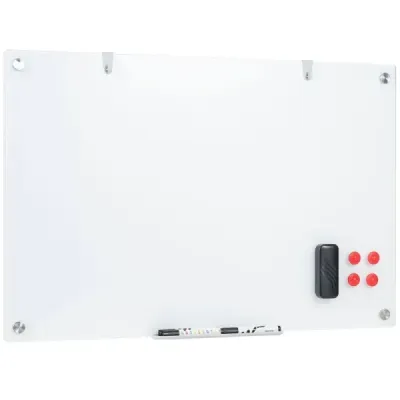 Sklenená magnetická tabuľa 60 x 90 cm, magnetická stena, na ktorú sa dá písať a z ktorej sa dá zotrieť, bezrámová biela tabuľa