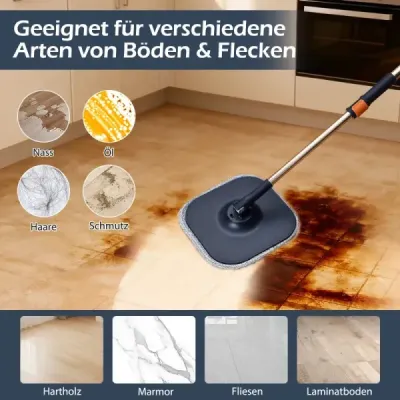 Mop a vedro so systémom oddelenia odpadovej vody s 6 náhradnými hlavicami mopu, modré