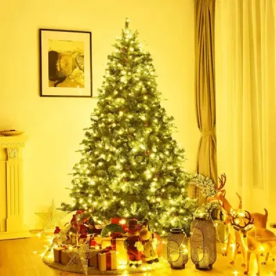 Umelý vianočný stromček s LED rozprávkovými svetlami Vianočný stromček 210/225/240 cm Zelená-210 cm