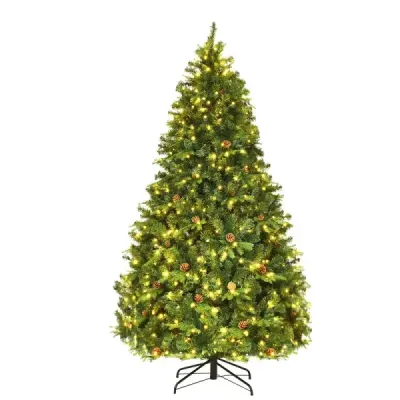Umelý vianočný stromček s LED rozprávkovými svetlami Vianočný stromček 210/225/240 cm Zelená-210 cm