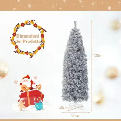 180 cm umelý vianočný stromček s 250 studenými bielymi LED diódami Slim White + Black