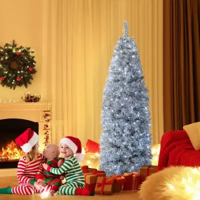180 cm umelý vianočný stromček s 250 studenými bielymi LED diódami Slim White + Black