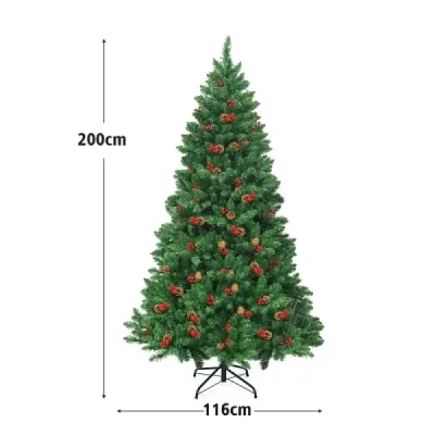 200 cm umelý vianočný stromček Vianočný stromček s 1100 vetvami a prémiovým umelým stromčekom zeleným