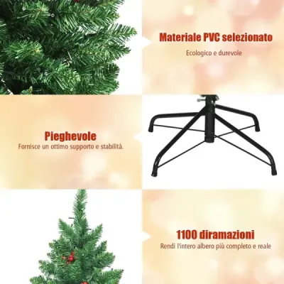 200 cm umelý vianočný stromček Vianočný stromček s 1100 vetvami a prémiovým umelým stromčekom zeleným