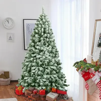 Umelý zasnežený vianočný stromček s kovovým stojanom a PVC ihlami 180 cm