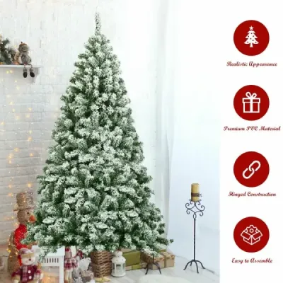Umelý zasnežený vianočný stromček s kovovým stojanom a PVC ihlami 180 cm