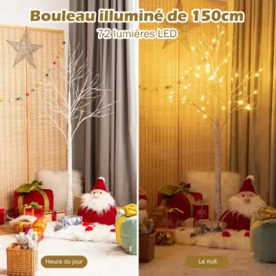 150 cm LED svetelný strom breza s teplými bielymi LED svetlami