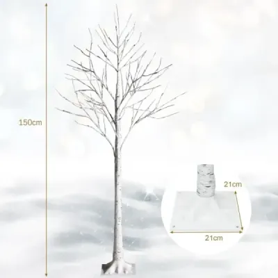 150 cm LED svetelný strom breza s teplými bielymi LED svetlami