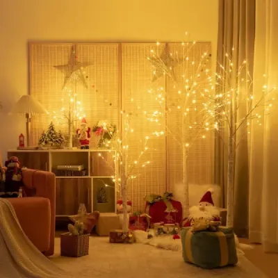 150 cm LED svetelný strom breza s teplými bielymi LED svetlami