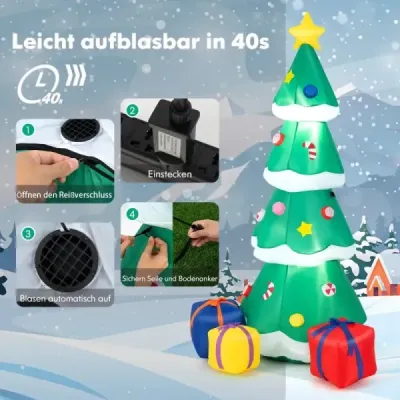 180 cm nafukovací vianočný stromček s darčekovou krabičkou LED vianočná dekorácia