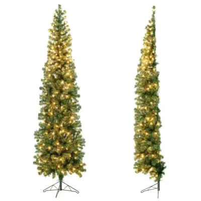 210 cm umelý polovičný vianočný stromček sviatočný stromček so 150 LED svetlami