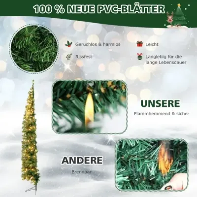 210 cm umelý polovičný vianočný stromček sviatočný stromček so 150 LED svetlami