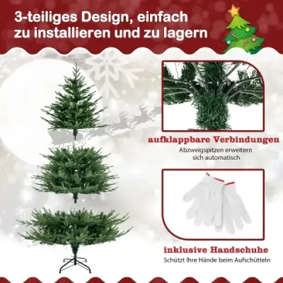 180 cm umelý vianočný stromček s 8 svetelnými režimami a 280 teplými bielymi LED svetlami