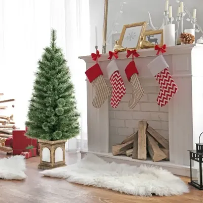 120 cm umelý vianočný stromček v kvetináči so svetlami a svetlami, časovačom a tipmi na vetvy