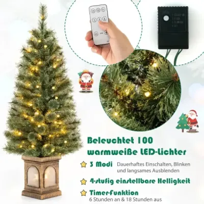 120 cm umelý vianočný stromček v kvetináči so svetlami a svetlami, časovačom a tipmi na vetvy