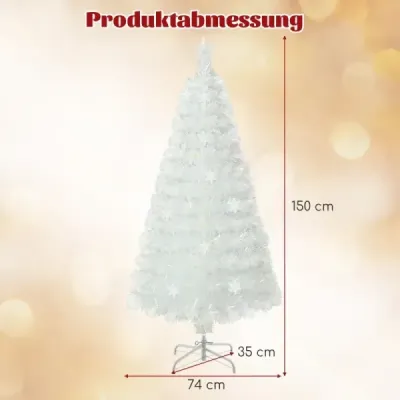 150 cm umelý vianočný stromček s farebnými LED svetlami a optickými vláknami a hviezdicovou bielou
