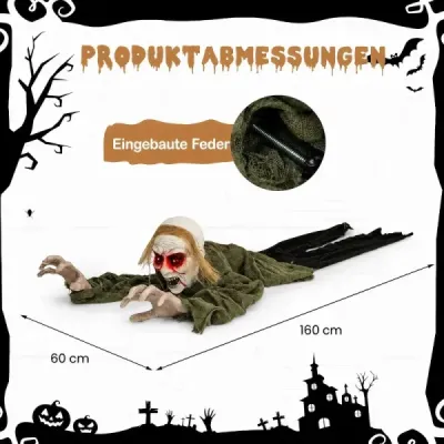 Halloweenská dekorácia do exteriéru – svietiaci zombie s desivým zvukom pre strašidelný dom v záhrade