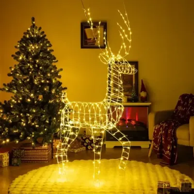 LED sob veľký svietiaca vianočná dekorácia 186 cm Vianočná postava s 300 teplými bielymi svetlami