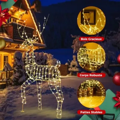 LED sob veľký svietiaca vianočná dekorácia 186 cm Vianočná postava s 300 teplými bielymi svetlami