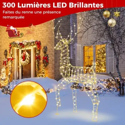 LED sob veľký svietiaca vianočná dekorácia 186 cm Vianočná postava s 300 teplými bielymi svetlami