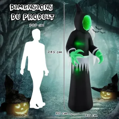 245CM vonkajšia halloweenska dekorácia LED nafukovací halloweensky duch bez ozdoby na tvár