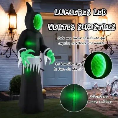 245CM vonkajšia halloweenska dekorácia LED nafukovací halloweensky duch bez ozdoby na tvár