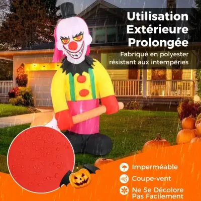 180CM Halloweenska dekorácia Vonkajší LED nafukovací klaun Halloweensky duch s krútiacou sa hlavou
