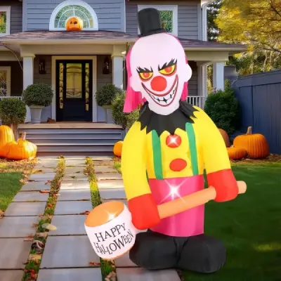 180CM Halloweenska dekorácia Vonkajší LED nafukovací klaun Halloweensky duch s krútiacou sa hlavou