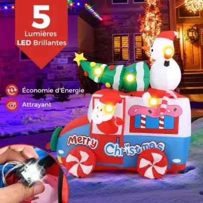 177cm nafukovacia vianočná dekorácia LED Santa Claus v aute vianočná dekorácia so snehuliakom