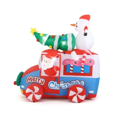 177cm nafukovacia vianočná dekorácia LED Santa Claus v aute vianočná dekorácia so snehuliakom