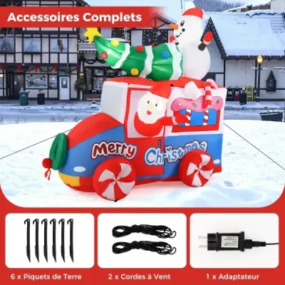 177cm nafukovacia vianočná dekorácia LED Santa Claus v aute vianočná dekorácia so snehuliakom