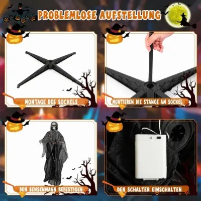 Halloweenská dekorácia do exteriéru – stojaca postava Smrť animatronická halloweenská dekorácia v podobe kostry