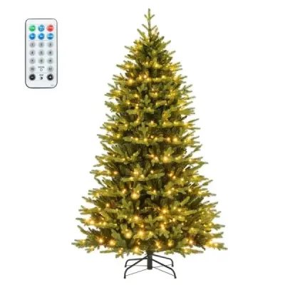 210 cm vysoký umelý vianočný stromček Vianočný stromček s 1646 koncami vetiev 470 LED svetiel Zelený