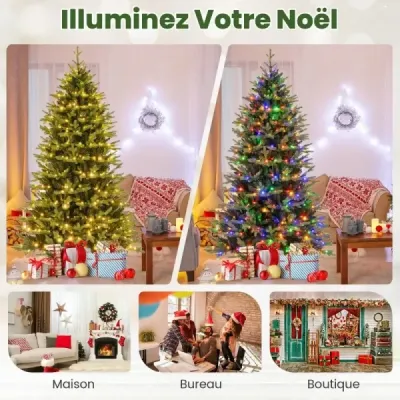 210 cm vysoký umelý vianočný stromček Vianočný stromček s 1646 koncami vetiev 470 LED svetiel Zelený