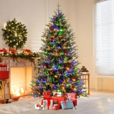 210 cm vysoký umelý vianočný stromček Vianočný stromček s 1646 koncami vetiev 470 LED svetiel Zelený