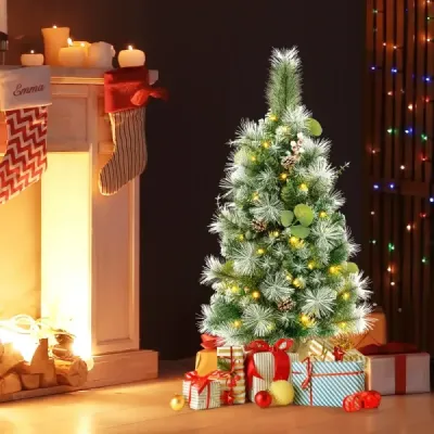 90 cm umelý vianočný stromček s osvetlením a 30 teplými bielymi LED svetlami a časovačom