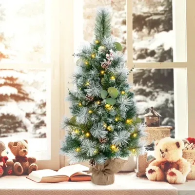 90 cm umelý vianočný stromček s osvetlením a 30 teplými bielymi LED svetlami a časovačom