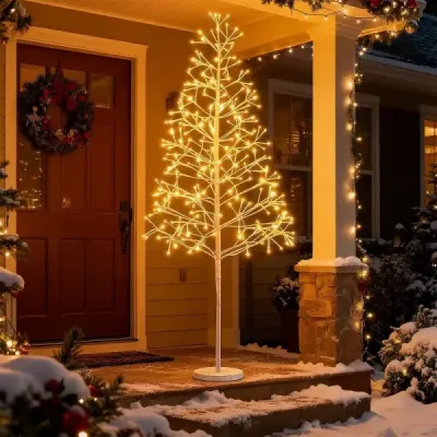 LED stromček so svetielkami s teplými bielymi LED svetlami Brezový stromček Umelý vianočný stromček 150 cm